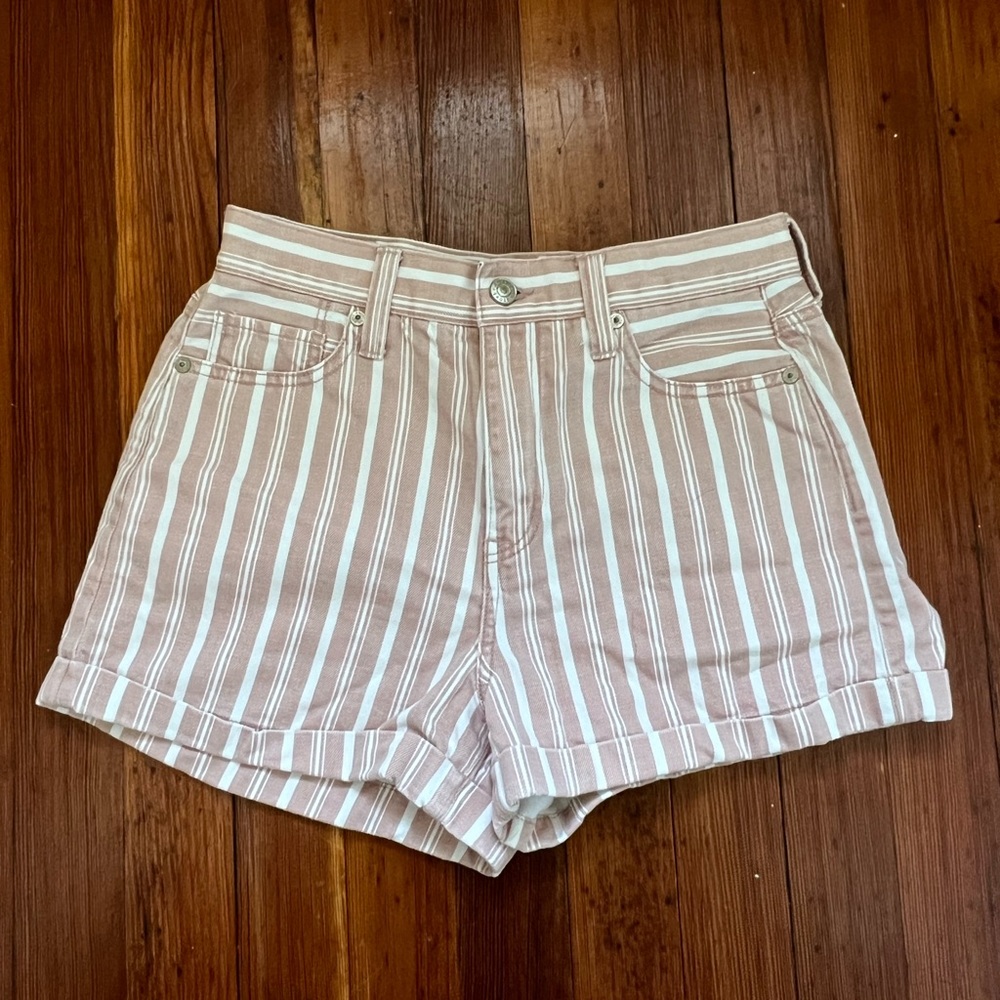 American Eagle Striped High Waisted Jean Shorts